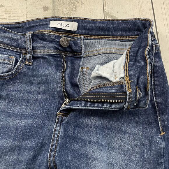 Cello Women's Size 1 Blue Mid-Rise Stretch Distressed Skinny Ankle Jeans - Picture 5 of 9